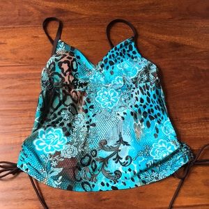 Turquoise and brown Magellan tankini size 10